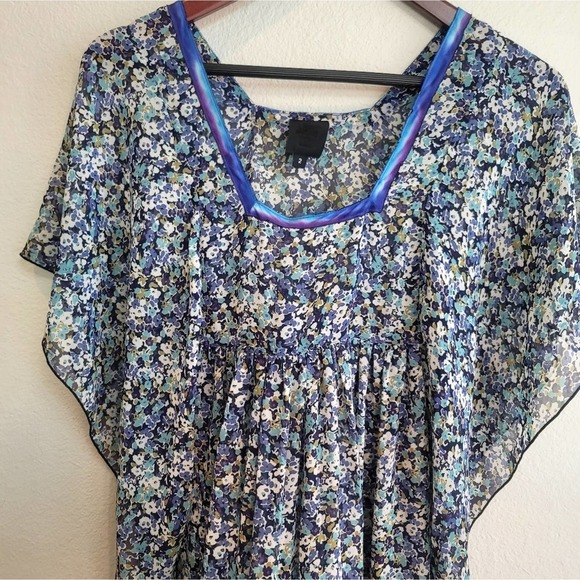 ANNA SUI FLORAL BUTTERFLIES SLEEVELESS EMBROIDERED DETAIL SQUARE NECKLIN… - Picture 10 of 16